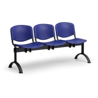 Plastová lavica ISO II, 3-sedadlo - čierne nohy