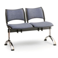 Čalúnená lavica SMART, 2-sedadlo - chrómované nohy