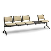 Čalúnená lavica SMART, 4-sedadlo + stolík - čierne nohy