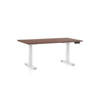 Výškovo nastaviteľný stôl OfficeTech D, 140 x 80 cm, biela podnož