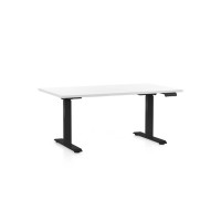 Výškovo nastaviteľný stôl OfficeTech D 140 x 80 cm, čierna podnož