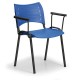 Plastová stolička SMART - čierne nohy s podrúčkami - Modrá