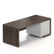 Stôl Lineart 200 x 85 cm + pravý kontajner - Brest tmavý / biela