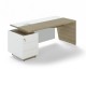 Stôl Trevix 200,5 x 90 cm + ľavý kontajner - Dub pieskový / biela
