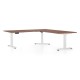 Výškovo nastaviteľný stôl OfficeTech Angle, 180 x 200 cm, biela podnož - Orech 