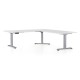 Výškovo nastaviteľný stôl OfficeTech Angle, 180 x 200 cm, šedá podnož - Biela