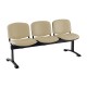 Kožená lavica ISO, 3-sedadlo - čierne nohy - Béžová