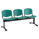 Plastová lavica ISO, 3-sedadlo - čierne nohy - Zelená