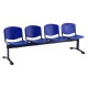 Plastová lavica ISO, 4-sedadlo - čierne nohy - Modrá