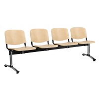 Drevená lavica ISO, 4-sedadlo - chrómované nohy