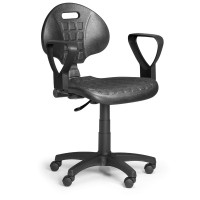 Pracovná stolička PUR - permanentný kontakt, tvrdé kolieska