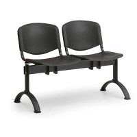 Plastová lavica ISO II, 2-sedadlo - čierne nohy