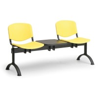 Plastová lavica ISO II, 2-sedadlo + stolík - čierne nohy