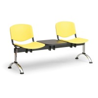 Plastová lavica ISO II, 2-sedadlo + stolík - chrómované nohy