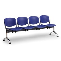 Plastová lavica ISO II, 4-sedadlo - chrómované nohy