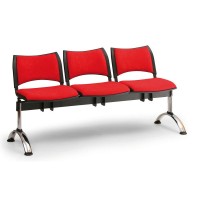Čalúnená lavica SMART, 3-sedadlo - chrómované nohy
