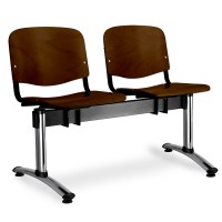 Drevená lavica ISO, 2-sedadlo - chrómované nohy