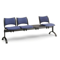 Čalúnená lavica SMART, 3-sedadlo + stolík - čierne nohy
