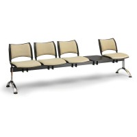 Čalúnená lavica SMART, 4-sedadlo + stolík - chrómované nohy