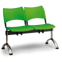 Plastová lavica VISIO, 2-sedadlo - chrómované nohy