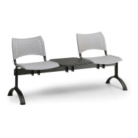 Plastová lavica VISIO, 2-sedadlo + stolík - čierne nohy