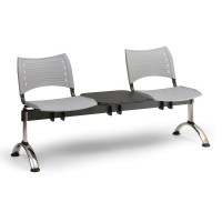 Plastová lavica VISIO, 2-sedadlo + stolík - chrómované nohy