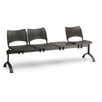Plastová lavica VISIO, 3-sedadlo + stolík - čierne nohy