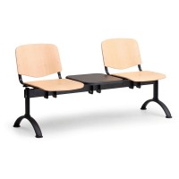 Drevená lavica ISO II, 2-sedadlo + stolík - čierne nohy