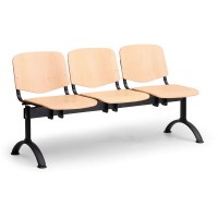 Drevená lavica ISO II, 3-sedadlo - čierne nohy