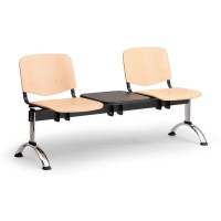 Drevená lavica ISO II, 2-sedadlo + stolík - chrómované nohy