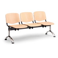 Drevená lavica ISO II, 3-sedadlo - chrómované nohy