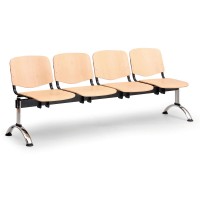 Drevená lavica ISO II, 4-sedadlo - chrómované nohy