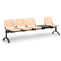 Drevená lavica ISO II, 4-sedadlo + stolík - čierne nohy