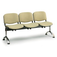 Čalúnená lavica VIVA, 3-sedadlo - chrómované nohy