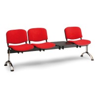 Čalúnená lavica VIVA, 3-sedadlo + stolík - chrómované nohy