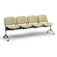 Čalúnená lavica VIVA, 4-sedadlo - chrómované nohy