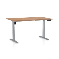 Výškovo nastaviteľný stôl OfficeTech B 140 x 80 cm, šedá podnož