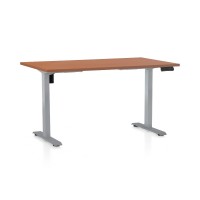 Výškovo nastaviteľný stôl OfficeTech B, 140 x 80 cm, šedá podnož