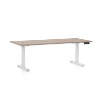 Výškovo nastaviteľný stôl OfficeTech D, 180 x 80 cm, biela podnož