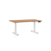 Výškovo nastaviteľný stôl OfficeTech C, 140 x 80 cm, biela podnož