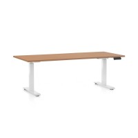 Výškovo nastaviteľný stôl OfficeTech C, 180 x 80 cm, biela podnož
