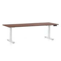 Výškovo nastaviteľný stôl OfficeTech C, 200 x 80 cm, biela podnož