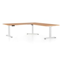 Výškovo nastaviteľný stôl OfficeTech Angle, 180 + 120 cm, biela podnož