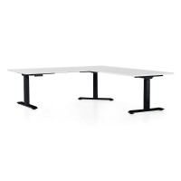 Výškovo nastaviteľný stôl OfficeTech Angle, 180 + 120 cm, čierna podnož