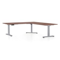 Výškovo nastaviteľný stôl OfficeTech Angle, 180 + 120 cm, šedá podnož