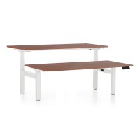 Výškovo nastaviteľný stôl OfficeTech Dual, 180 x 80 cm, biela podnož