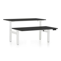 Výškovo nastaviteľný stôl OfficeTech Dual, 160 x 80 cm, biela podnož
