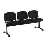 Kožená lavica ISO, 3-sedadlo - čierne nohy