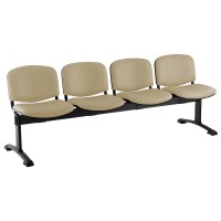 Kožená lavica ISO, 4-sedadlo - čierne nohy