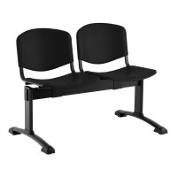 Plastová lavica ISO, 2-sedadlo - čierne nohy